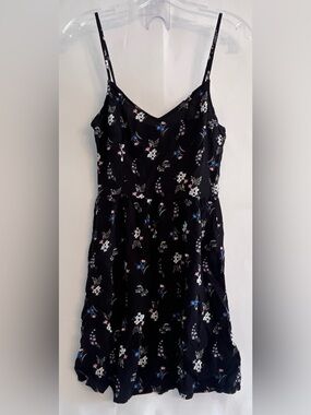 H&M Cottagecore Floral Smocked Mini Dress Black Size 6